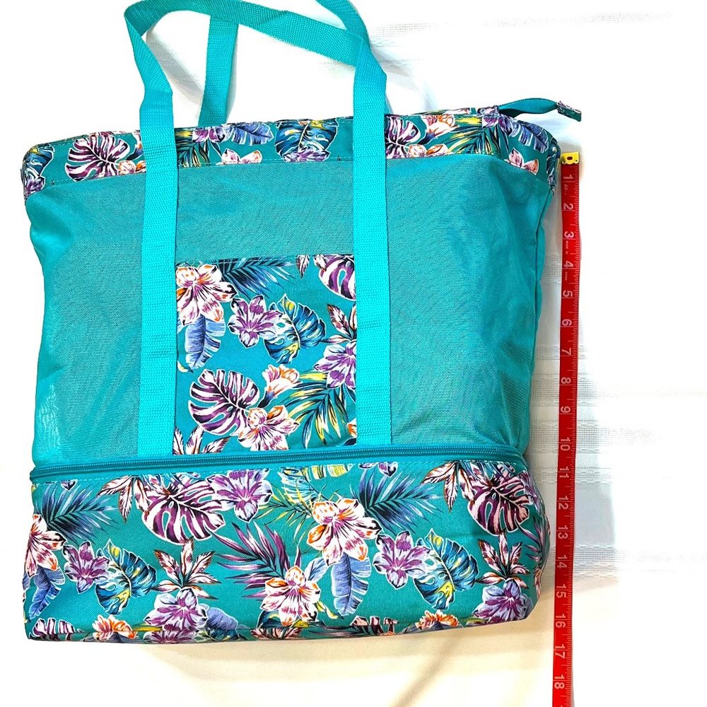 **3/$27** Zip Mesh Tote Insulated Cooler Compartment Wet Storage Beach Bag EUC - Picture 7 of 8